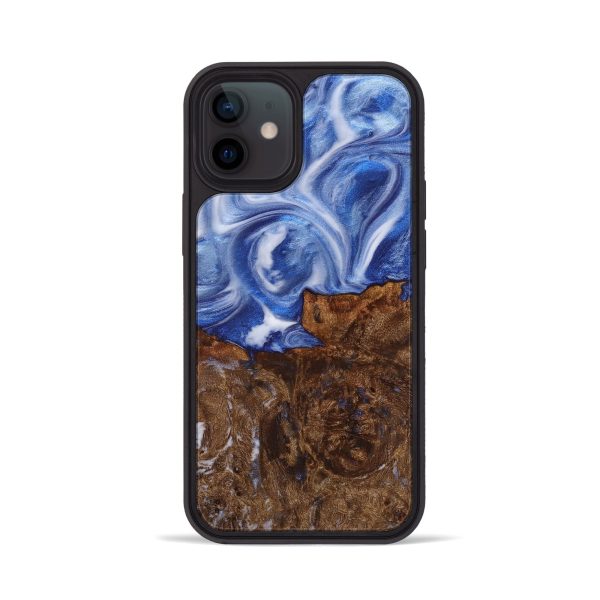 iPhone 12 Wood+Resin Phone Case - Todd (Blue, 710092) Hot on Sale