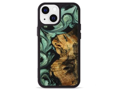 iPhone 13 mini Wood+Resin Phone Case - Kelsey (Green, 707738) Cheap