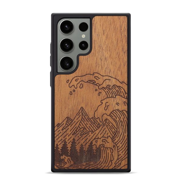 Galaxy S24 Ultra Wood+Resin Phone Case - Wave - Mahogany (Curated) Online Sale