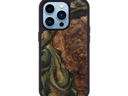 iPhone 14 Pro Wood+Resin Phone Case - Darrell (Green, 710046) Cheap