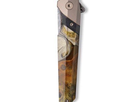 Live Edge Wood+Resin Pocket Knife - Darlene (Black & White, 710213) Online Hot Sale