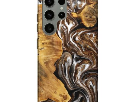 Galaxy S24 Ultra Wood+Resin Live Edge Phone Case - Dwayne (Black & White, 710307) Online now