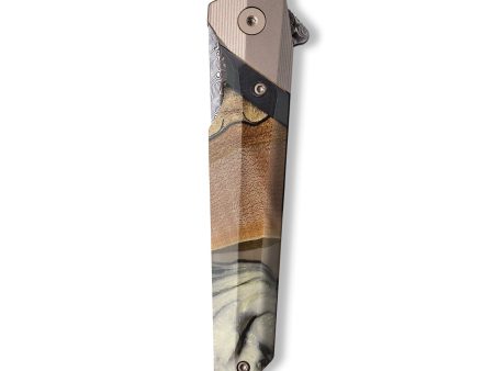 Live Edge Wood+Resin Pocket Knife - Dean (Black & White, 710220) For Discount