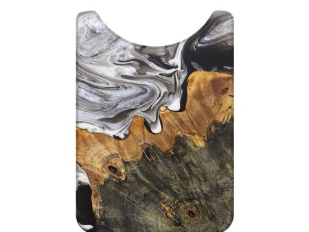 Live Edge Wood+Resin Wallet - Evie (Black & White, 708907) For Sale