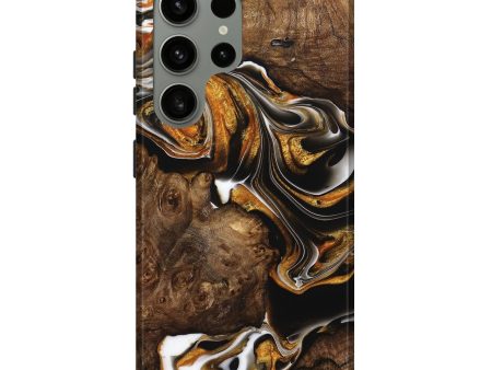 Galaxy S24 Ultra Wood+Resin Live Edge Phone Case - Arabella (Black & White, 708890) Cheap