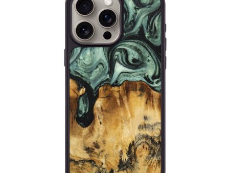 iPhone 15 Pro Max Wood+Resin Phone Case - Beth (Green, 708501) Online now