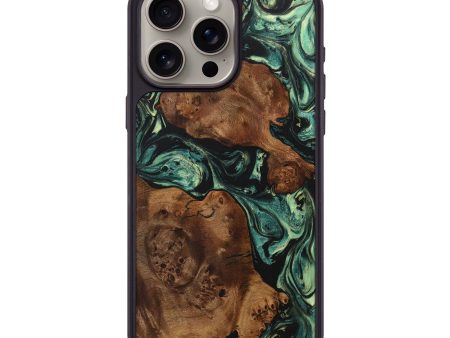 iPhone 15 Pro Max Wood+Resin Phone Case - Caitlin (Green, 707179) For Discount