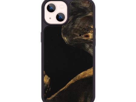 iPhone 14 Wood+Resin Phone Case - Amber (Pure Black, 710284) Online Sale