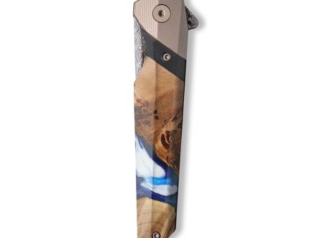 Live Edge Wood+Resin Pocket Knife - Pam (Blue, 710204) Supply