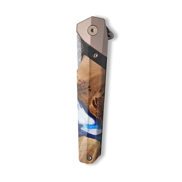 Live Edge Wood+Resin Pocket Knife - Pam (Blue, 710204) Supply