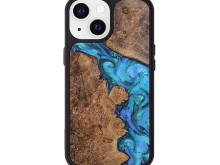 iPhone 13 Wood+Resin Phone Case - Kendall (Blue, 708628) For Cheap