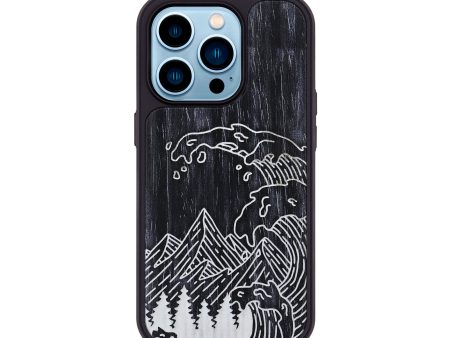 iPhone 14 Pro Wood+Resin Phone Case - Wave - Ebony (Curated) For Discount