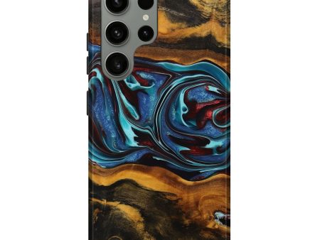 Galaxy S23 Ultra Wood+Resin Live Edge Phone Case - Darlene (Blue, 709573) Sale