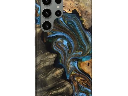 Galaxy S23 Ultra Wood+Resin Live Edge Phone Case - Archie (Teal & Gold, 709845) Online