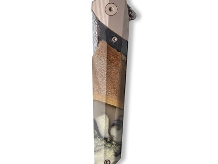 Live Edge Wood+Resin Pocket Knife - Adalyn (Black & White, 710215) Online Hot Sale