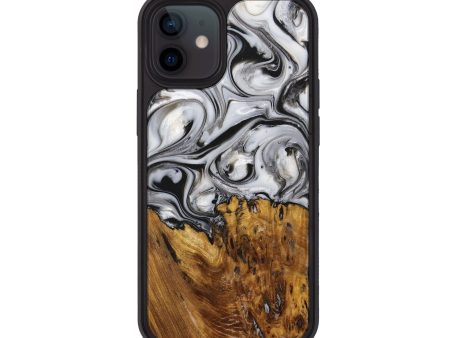 iPhone 12 Wood+Resin Phone Case - Fern (Black & White, 705678) For Discount