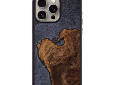 iPhone 15 Pro Max Wood+Resin Phone Case - Rebekah (Pure Black, 705561) Online now