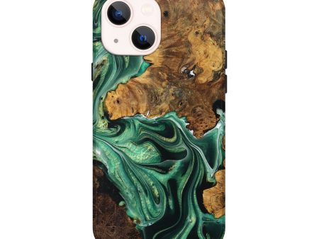 iPhone 14 Wood+Resin Live Edge Phone Case - Connor (Green, 708443) Online