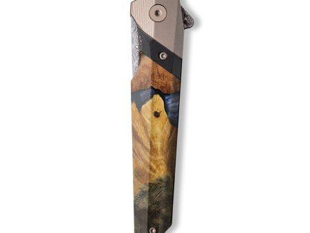 Live Edge Wood+Resin Pocket Knife - Matt (Blue, 710191) Sale