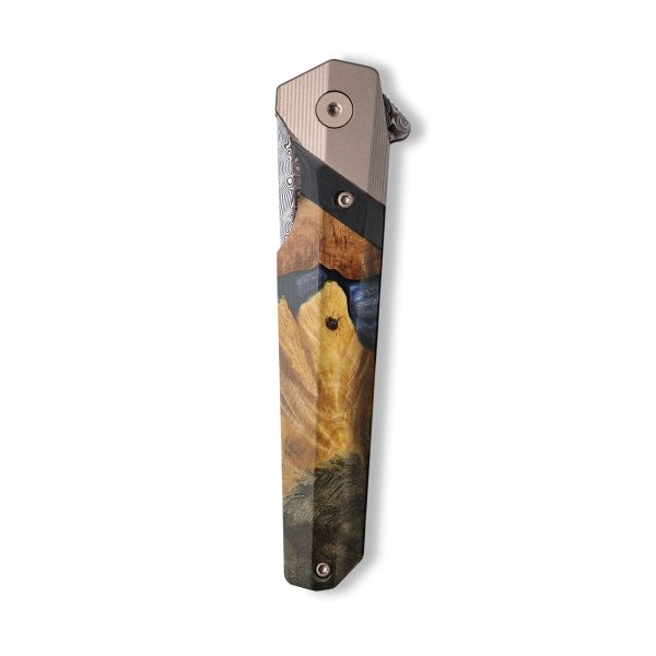 Live Edge Wood+Resin Pocket Knife - Matt (Blue, 710191) Sale