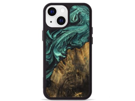 iPhone 13 mini Wood+Resin Phone Case - Everlee (Green, 710050) For Sale