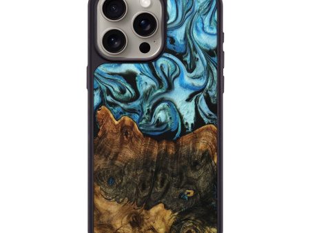 iPhone 15 Pro Max Wood+Resin Phone Case - Terrell (Blue, 705687) For Discount