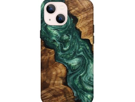 iPhone 13 mini Wood+Resin Live Edge Phone Case - Bonita (Green, 706469) Sale