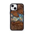 iPhone 13 Wood+Resin Phone Case - Nova (Teal & Gold, 705529) Supply