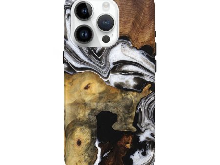 iPhone 15 Pro Wood+Resin Live Edge Phone Case - Kristen (Black & White, 705705) For Discount