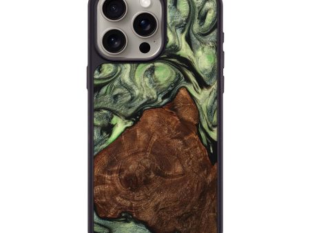 iPhone 15 Pro Max Wood+Resin Phone Case - Candace (Green, 705502) For Cheap