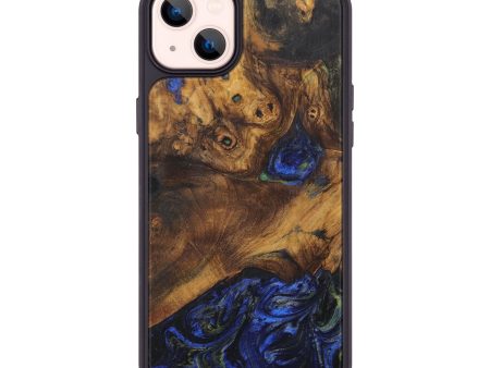 iPhone 14 Plus Wood+Resin Phone Case - Ayden (Blue, 707261) For Sale