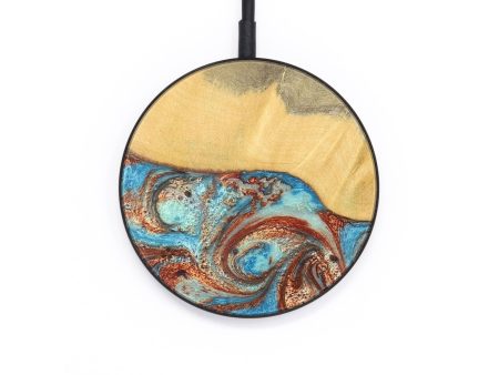 Circle Wood+Resin Wireless Charger - Axel (Teal & Gold, 706791) For Cheap