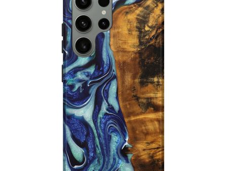 Galaxy S23 Ultra Wood+Resin Live Edge Phone Case - Kassandra (Blue, 705432) on Sale