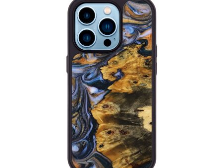 iPhone 14 Pro Wood+Resin Phone Case - Eddie (Teal & Gold, 706394) Cheap