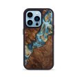 iPhone 14 Pro Wood+Resin Phone Case - Pam (Teal & Gold, 705541) Online Sale