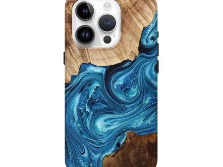 iPhone 15 Pro Wood+Resin Live Edge Phone Case - Lamont (Blue, 705429) For Cheap