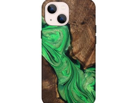 iPhone 13 mini Wood+Resin Live Edge Phone Case - Harrison (Green, 705447) For Discount