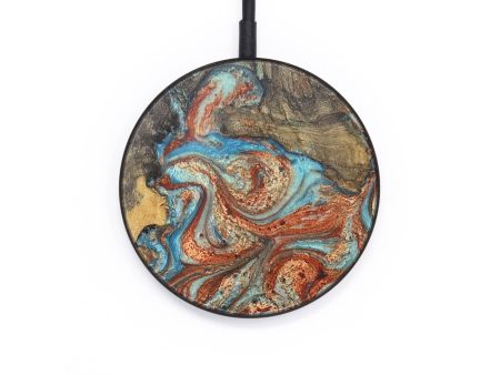 Circle Wood+Resin Wireless Charger - Chelsey (Teal & Gold, 706789) Discount