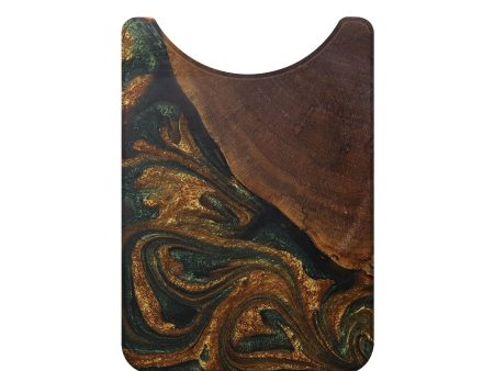 Live Edge Wood+Resin Wallet - Hayden (Teal & Gold, 705754) Online Sale