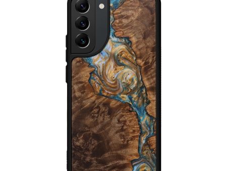 Galaxy S22 Plus Wood+Resin Phone Case - Alyssa (Teal & Gold, 707216) Online