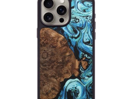 iPhone 15 Pro Max Wood+Resin Phone Case - Caroline (Blue, 706000) Cheap