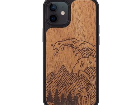 iPhone 12 Wood+Resin Phone Case - Wave - Mahogany (Curated) Fashion