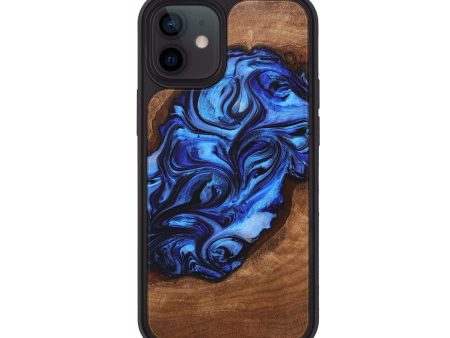 iPhone 12 Wood+Resin Phone Case - Linda (Blue, 705992) Cheap