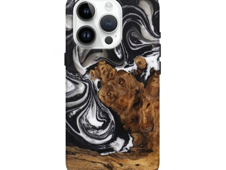 iPhone 15 Pro Wood+Resin Live Edge Phone Case - Jason (Black & White, 706487) Online