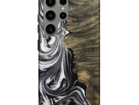 Galaxy S24 Ultra Wood+Resin Live Edge Phone Case - Breanna (Black & White, 705703) For Cheap