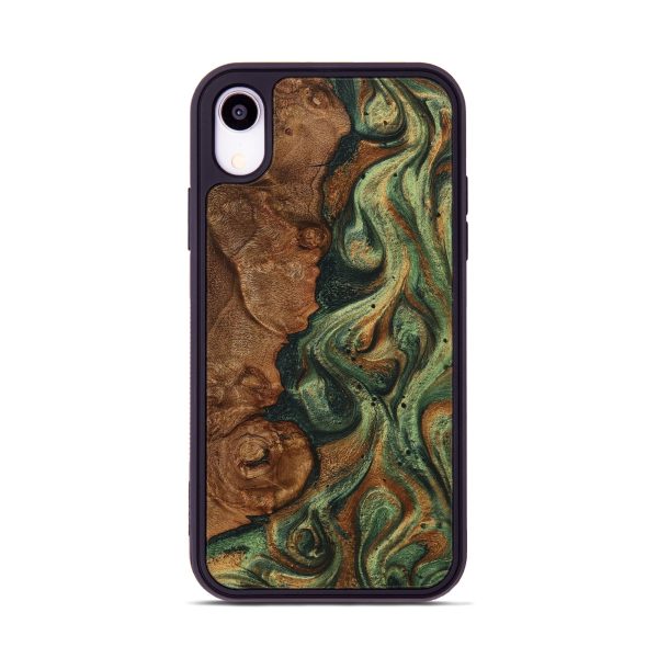 iPhone Xr Wood+Resin Phone Case - Molly (Green, 705516) For Cheap