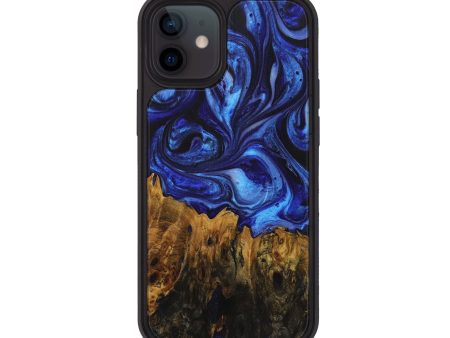 iPhone 12 Wood+Resin Phone Case - Niko (Blue, 706906) Discount