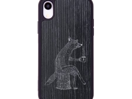 iPhone Xr Wood+Resin Phone Case - Fox - Ebony (Curated) on Sale