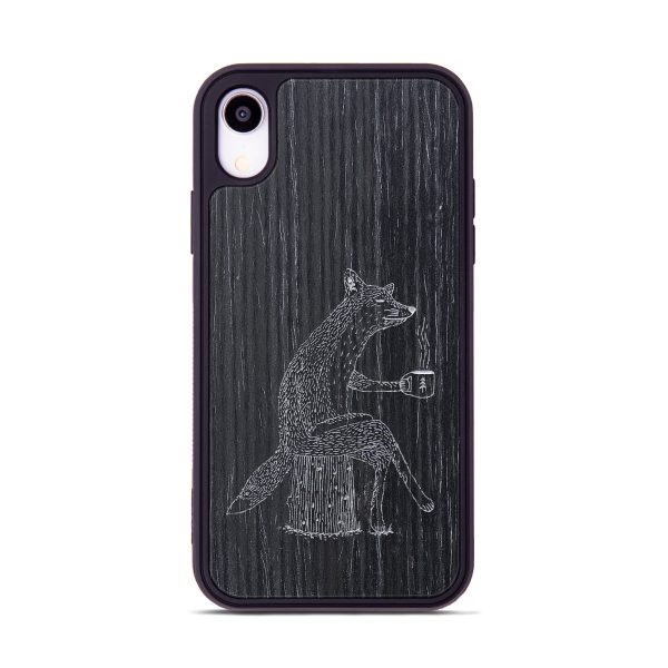 iPhone Xr Wood+Resin Phone Case - Fox - Ebony (Curated) on Sale