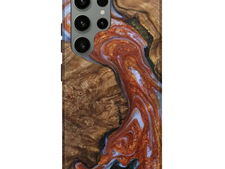 Galaxy S23 Ultra Wood+Resin Live Edge Phone Case - Eden (Teal & Gold, 706547) Online